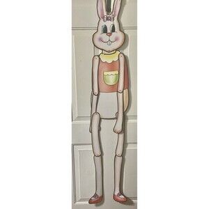 Vintage Bunny Rabbit Girl 60"  Die Cut Paper Decoration RARE